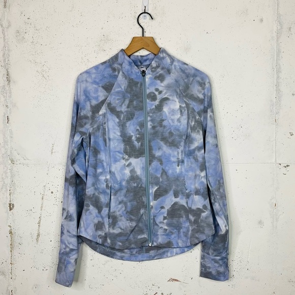 Athleta Salutation Jacquard athletic Zip Up Jacket Size Large - Picture 1 of 12